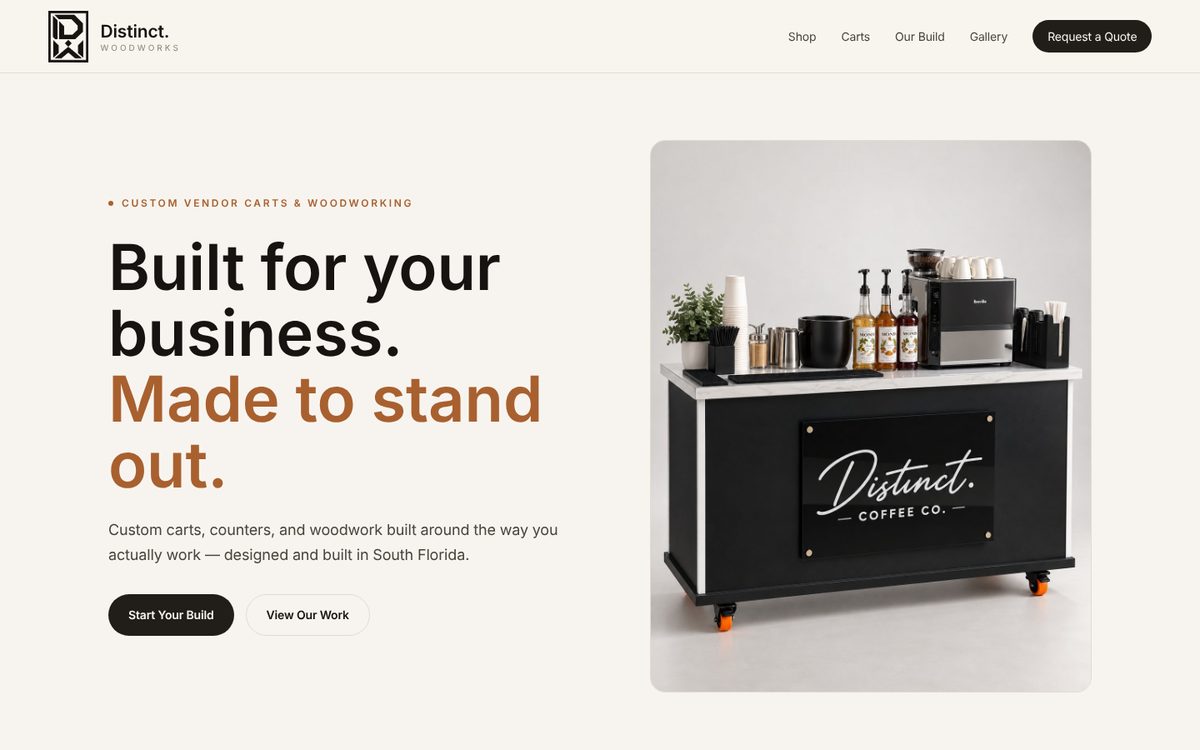 Distinct. Woodworks homepage